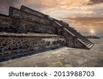 Landmark Teotihuacan pyramids complex located in Mexican Highlands and Mexico Valley close to Mexico City.