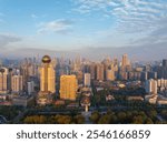 Landmark view of two rivers and four banks city in Wuhan, China