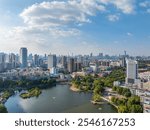 Landmark view of two rivers and four banks city in Wuhan, China