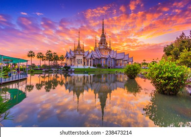 Landmark wat thai, sunset in temple at Wat None Kum in Nakhon Ratchasima province Thailand  - Shutterstock ID 238473214