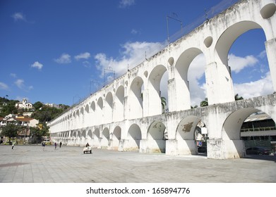 Landmark White Arches Of Arcos Da Lapa In Centro Of Rio De Janeiro Brazil