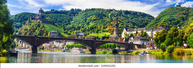 Landmarks of Germany -  medieval Cochem town, Rhine river cruises