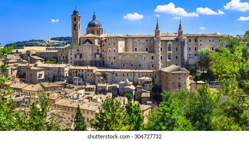 Landmarks of Italy. panoramic view of Urbino,Unesco site. Marche