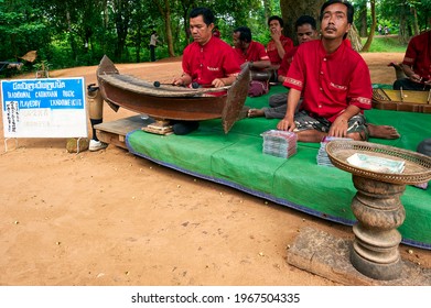 Landmines victims performing music at Banteay Srey Temple. Siem Reap Cambodia. August 2020