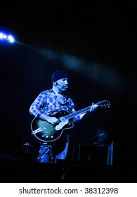 LANDOVER, MD - SEPT 29, 2009: The Edge, Guitarist Of The Irish Rock Band U2, Performs Live At FedEx Field To A Packed House At The 90,000 Seat Stadium During The Band's 