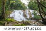 Landsape of Agua Azul with waterfalls in the Tropical forest of Palenque in Mexico.  