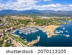 Landscape with aerial view of Porto-Vecchio, Corsica, France