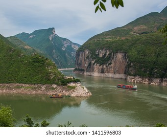 Landscape Along The Banks Of Wuxia Gorge In The Three Gorges Of The Yangtze River In China 