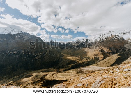 Landscape of the Andes mountain range in the highlands of Peru