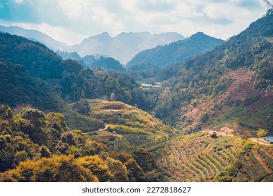 Landscape of Angkhang mountain in the sunrise at Fang District, Chiang Mai, Thailand - Shutterstock ID 2272818627