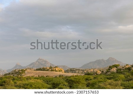 Landscape of Aravalli hills of granite mountains in rajasthan, India