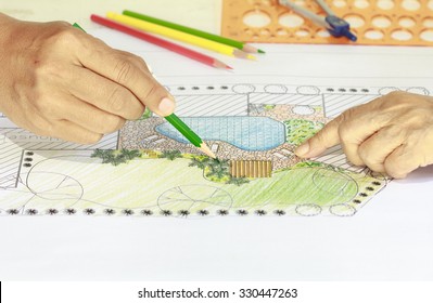 Landscape Architect Changing Drawing At Meeting With Client