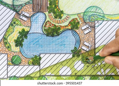 Landscape Architect Design Backyard Plan For Villa