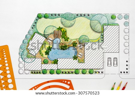 Landscape architect design backyard plan for villa