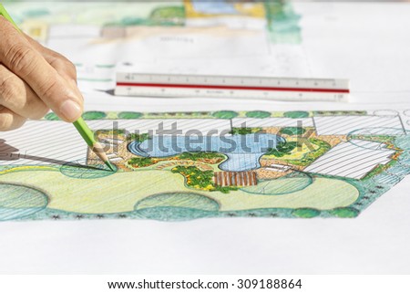 Landscape architect design backyard plan for villa