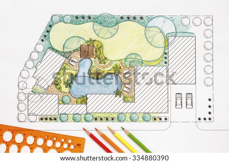Landscape architect design backyard plan for villa