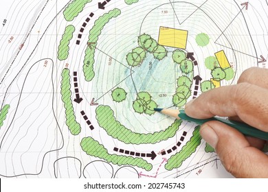 Landscape Architect Designing On Site Analysis Plans