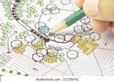 Landscape Architect Designing On Site Analysis Plan