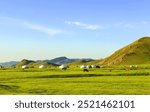 The landscape around the Amarbayasgalant monastery in northern Mongolia. Amarbayasgalant Monastery is one of the three largest Buddhist monastic centers in Mongolia