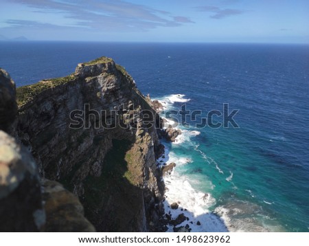 Similar – Image, Stock Photo Green rocky coast at a calm sea in northern Spain