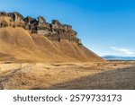 Landscape around Orustuholl (Battle Hill) in Iceland. A unique island in the North Atlantic.