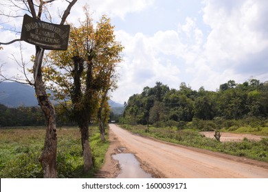 A Landscape From Assam Nagaland Border With A Road Leading To Mokokchung , Nagaland And Other Natural Elements Such As Trees , Dramatic Clouds Etc . Captured On 10/4/2029