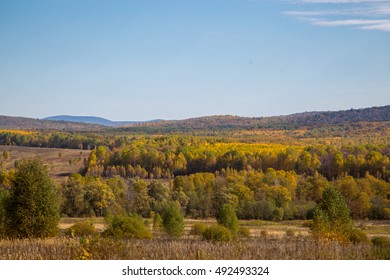 landscape of autumn forest, southern Ural, Russia - Shutterstock ID 492493324