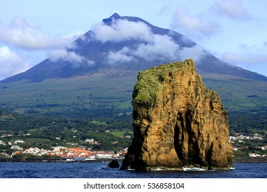 landscape of Azores islands with Pico mountain and island, Portugal 