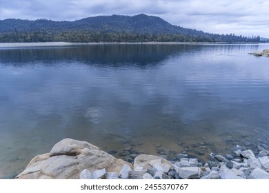 Landscape of Bass Lake ,popular destination for water skiing in California, United States - Powered by Shutterstock