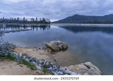 Landscape of Bass Lake ,popular destination for water skiing in California, United States - Powered by Shutterstock