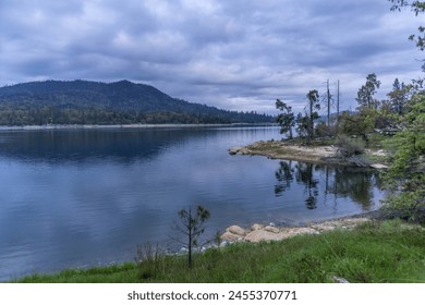 Landscape of Bass Lake ,popular destination for water skiing in California, United States - Powered by Shutterstock