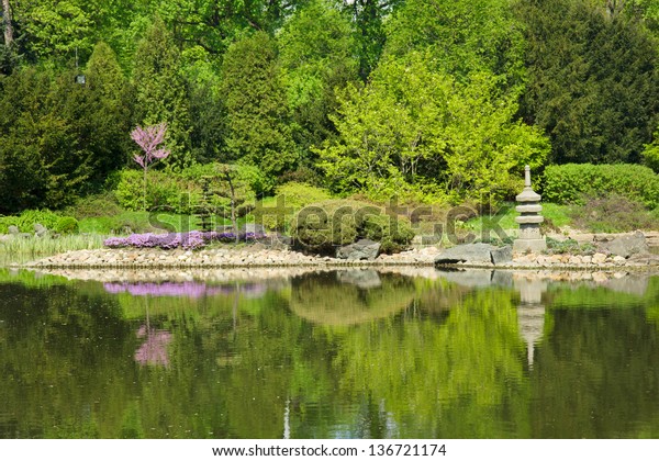 landscape of beautiful japan garden in spring,\
Wroclaw, Poland