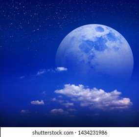 Landscape Beautiful Moon Many Stars Clouds Stock Photo 1434231986 ...