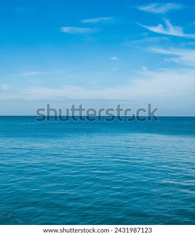 Landscape beautiful summer season vertical horizon look view tropical shore open sea cloud clean and blue sky background calm nature ocean wave water nobody travel at  thailand chonburi sun day time