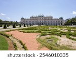 Landscape with Belvedere chateau in Vienna, Austria in sunny summer day