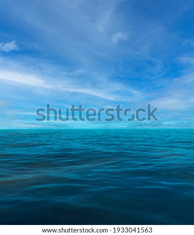 Landscape of blue sky with clouds and calm sea 