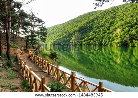 Landscape of Borabay Lake in Tasova, Amasya, Turkey