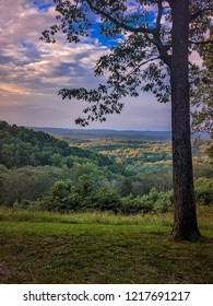 Landscape Of Brown County In Southern Indiana With Rolling Hills And Deciduous Forest