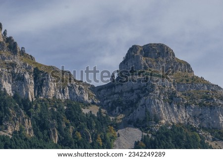 Landscape of canyon Canon de Anisclo in Pyrenees mountains, Ordesa y Monte Perdido National Park, Aragon, Huesca, Spain