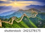 Landscape in China with Great Wall of China