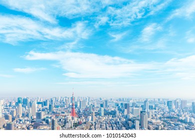 Landscape In The City Of Tokyo On A Sunny Day  And Tokyo Tower