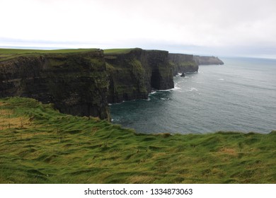 Landscape Of The Cliffs Of Moher On A Cloudy Winter Day. Galway, Ireland. 