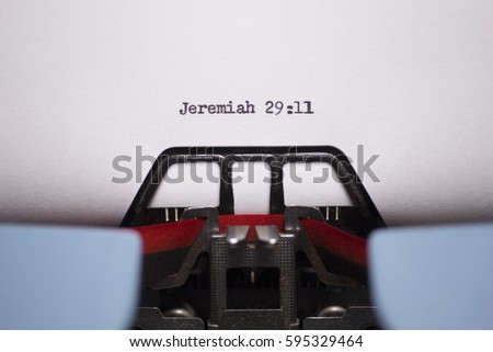 Landscape Close Up of Jeremiah 29:11 Typed on Vintage Typewriter