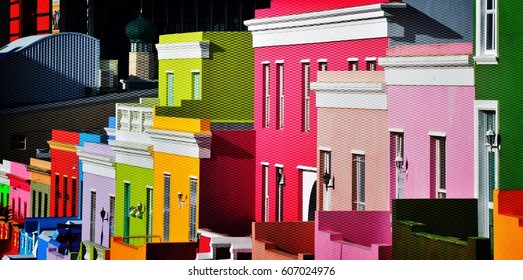 Landscape With Colorful Houses In Bo-Kaap Cape Town