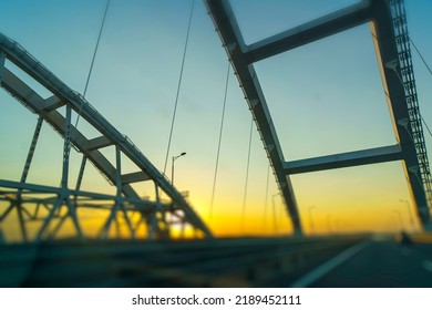 Landscape Of The Crimean Bridge Against The Sky. Crimea