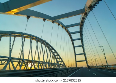 Landscape Of The Crimean Bridge Against The Sky. Crimea