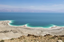 Landscape Of The Dead Sea, Failures Of The Soil And The Strong Shallowing Of The Sea, Illustrating An Environmental Catastrophe On The Dead Sea, Israel