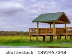 Landscape of a dock over a lake