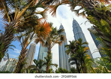 Landscape of downtown kuala lumper with blue sky