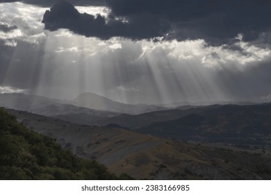 Landscape dramatic light clouds atmosphere